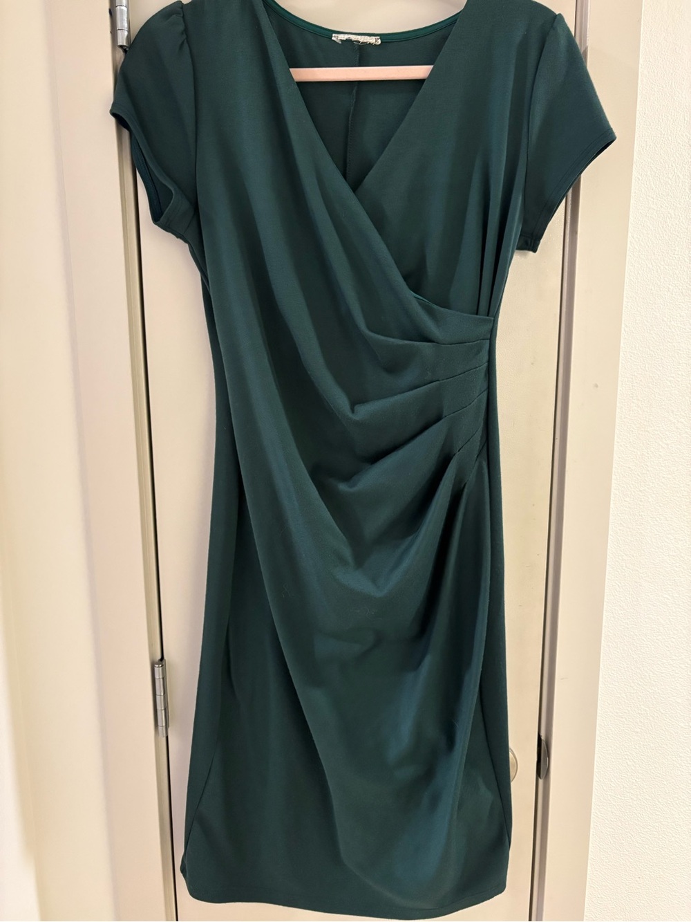 Modcloth Teal-Green Draped Faux-Wrap Midi Dress